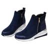 Winter 2025 New Side Zipper Wedge Boots Women's Platform Plus Size Fleece Warm Suede Snow Boots