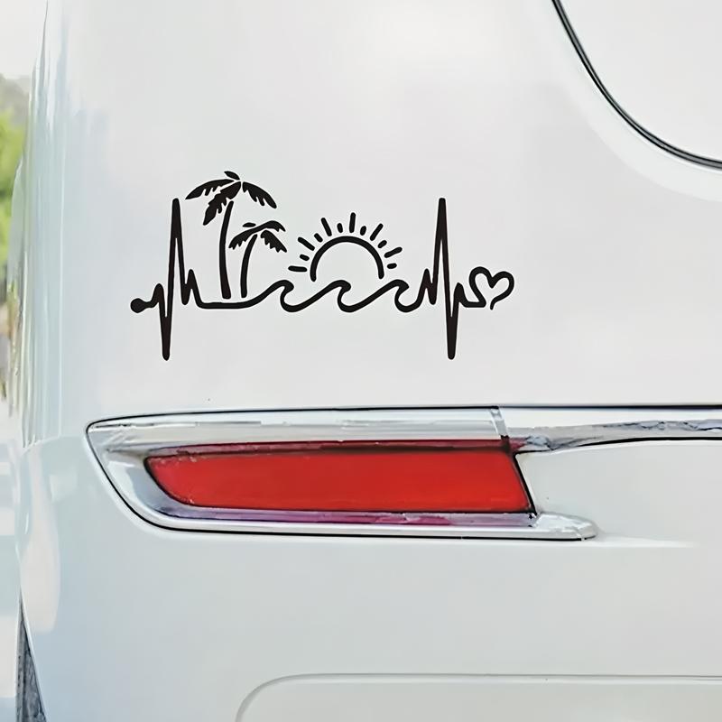 Palm Trees Waves Sunny Beach Comic Strip Creative&funny Stickers for Cartoon Fans&lover,high Quality for Car Trucks Motorcycles