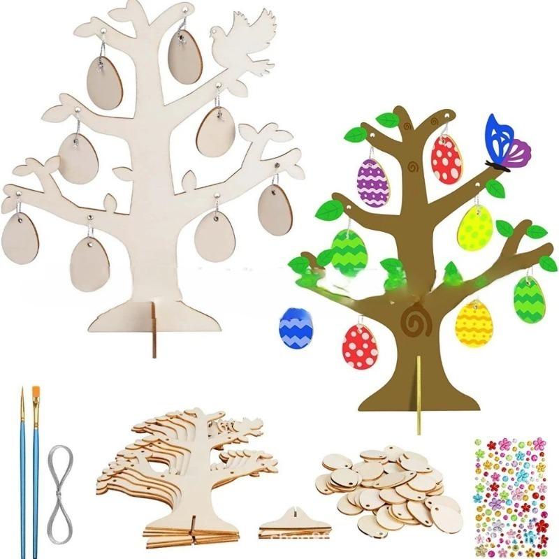 Wooden Easter Decorations, Home Decor Items, Wooden Easter Gifts, Party Supplies for an Easter Egg Tree Craft Set, Easter Crafts