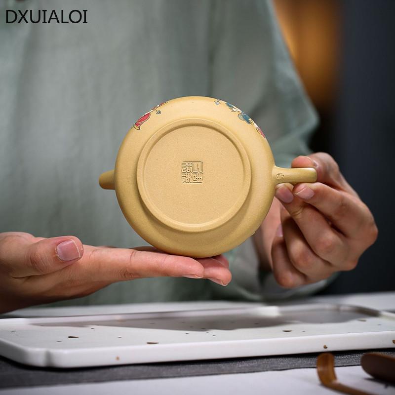 Painted Purple Clay Pot 200ml Teapot Handmade Kung Fu Tea Set Teapots Chinese Ceramic Kettle Gift High Quality Clay Pot