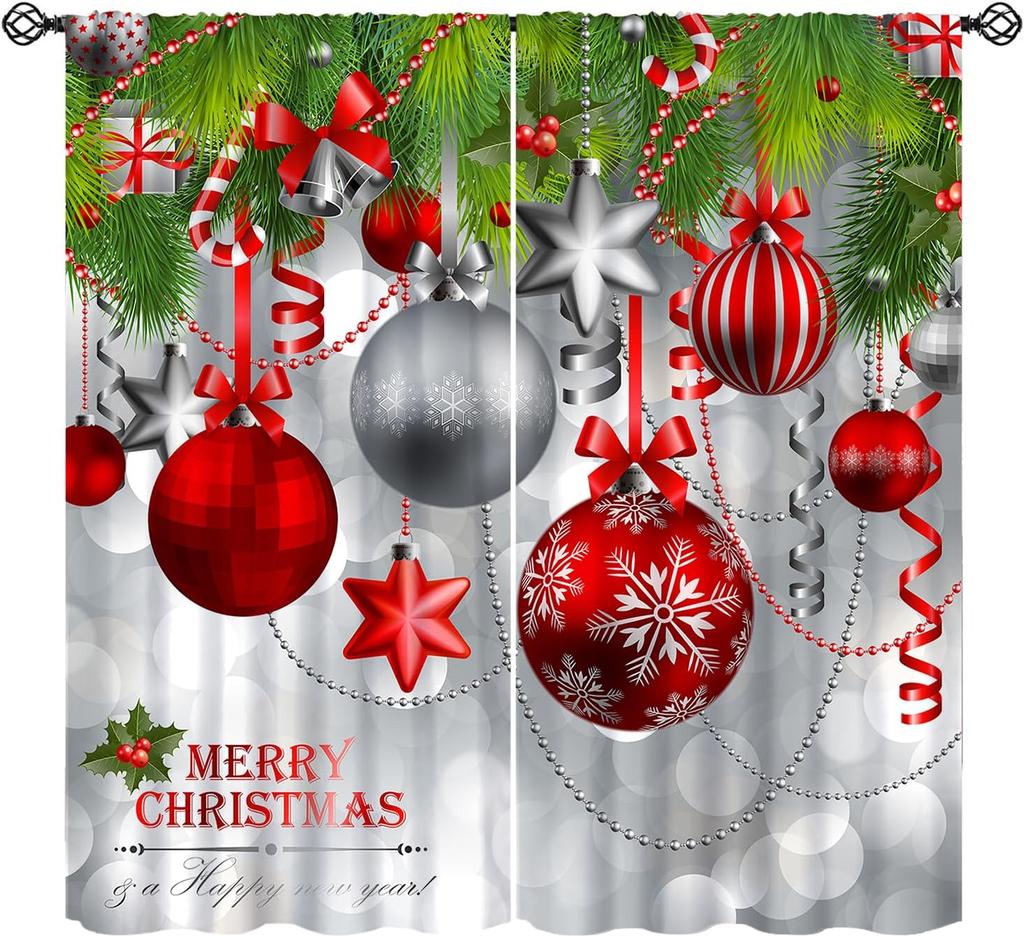 Kids Christmas Nutcracker Curtain Soldier Model Merry Xmas Window Treatments For Bedroom Living Room Snowflakes Winter Reddrapes