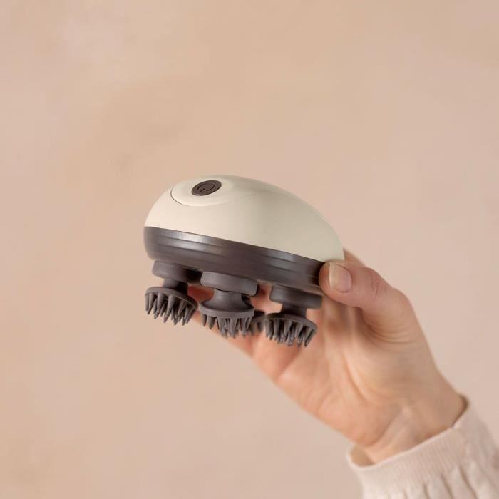 Masseur tête et cuir chevelu - LIVOO - DOS202 - 2 h - 96 picots - 4 têtes - 3 modes - IPX4 - Crème / Gris foncé