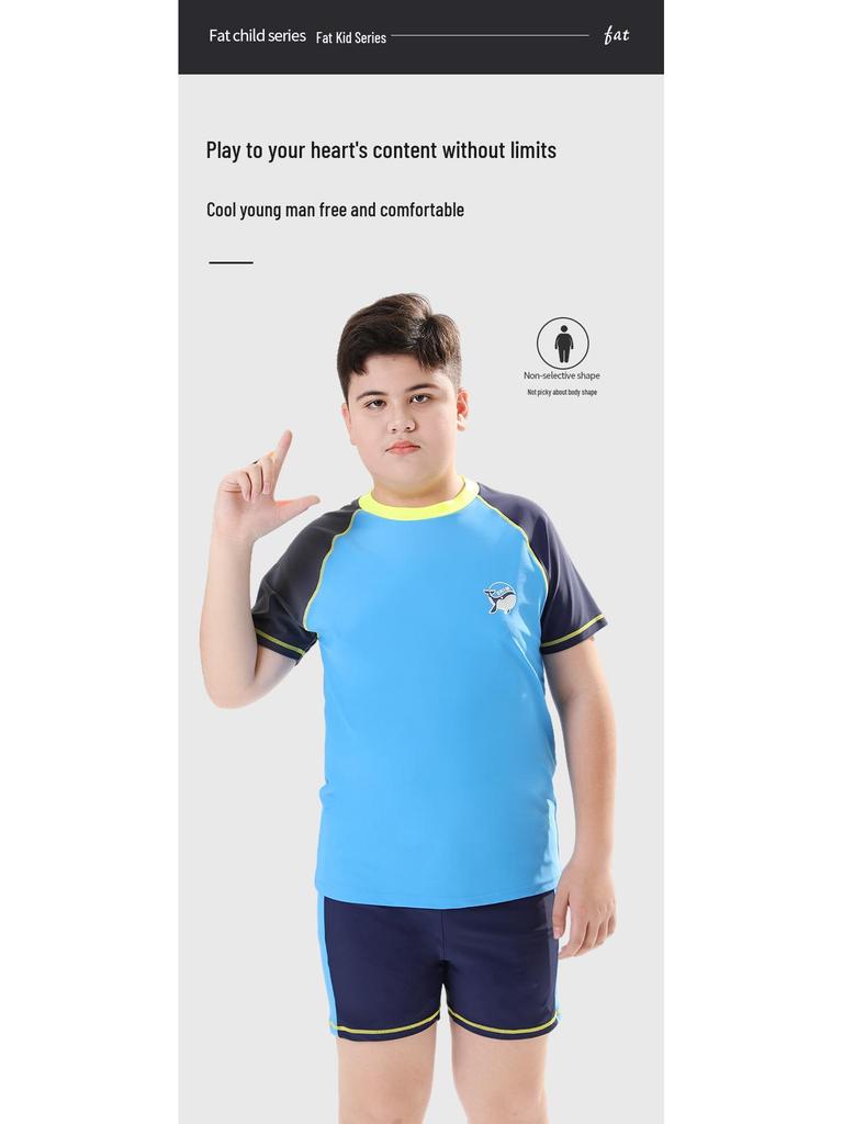 Plus Size Pojkars Delad Baddräktsset - Medium & Large