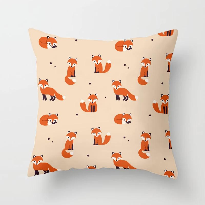 Cartoon Fox Animal Car Pillowcase Polyester cushion covers for living room Throw Pillow Case  Sofa Decoration Pillowcover