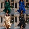 Polyester Satin Vneck Waist Ruffle Dress For Elegant Occasions