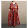 DIMANAF New 2026 Summer Women Plus Size Vintage Lady Long Dress Beach Loose Oversize Maxi Floral Print Cotton