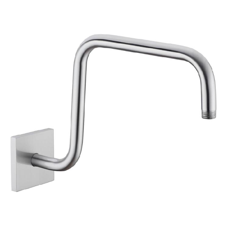 Metal Shower Head Extension Arm 33.5 Cm for Wall Mounted Bathroom Showers with Arched Form and Cover Plate Trim for Position Change