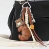 Hand-Woven Ladies Horn Bag Pendant Anti-Lost Pu Leather Bread Keychain  Children Girl