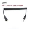 1.5m DC Male To Angel Male Female Plug Spring Power Cord Cable 5.5 X 2.5mm 5.5mm X 2.1mm Extension Cord for LED Strip USB Fan