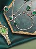 Ladies' New Round Large Dial Steel Strap Quartz Watch Fashion Emerald Hand Chain Necklace Ring Earrings Temperament Versatile Ho