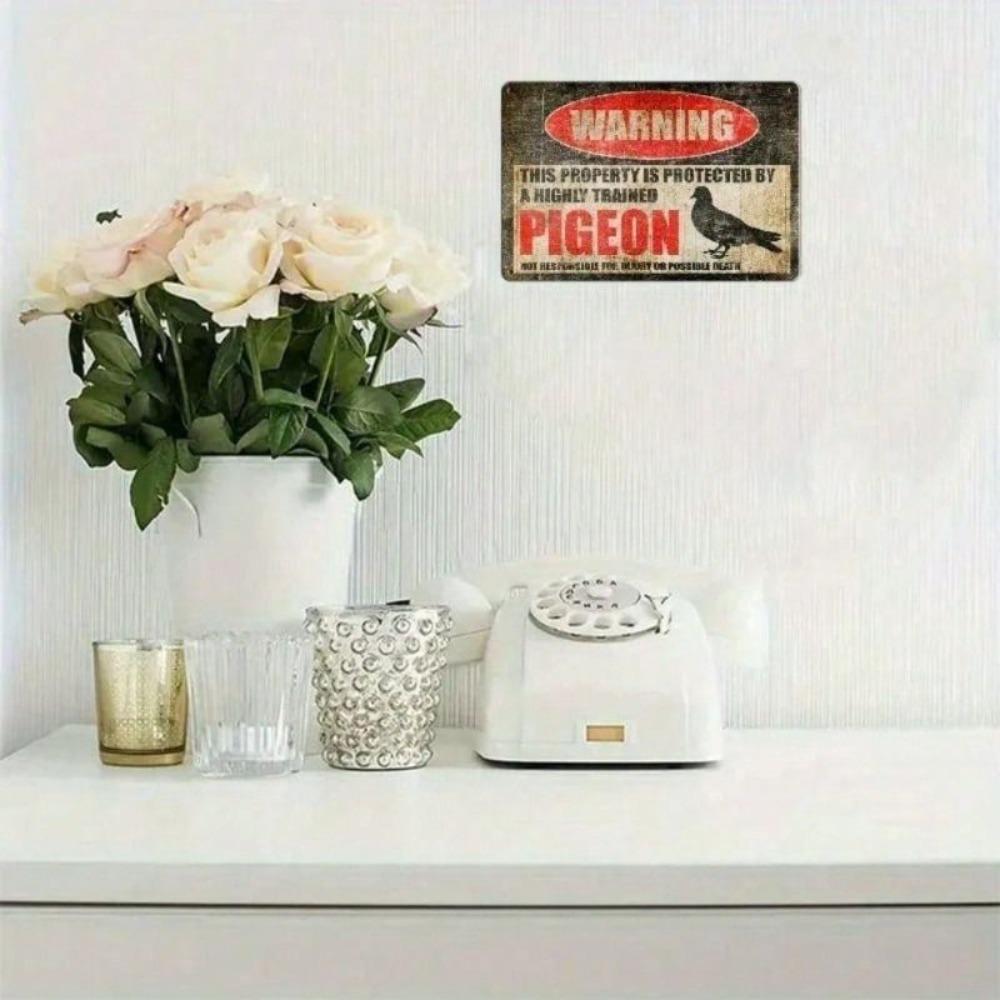 Vintage Metal Poster No Trespassing Sign Pigeon Wall Art for Garden