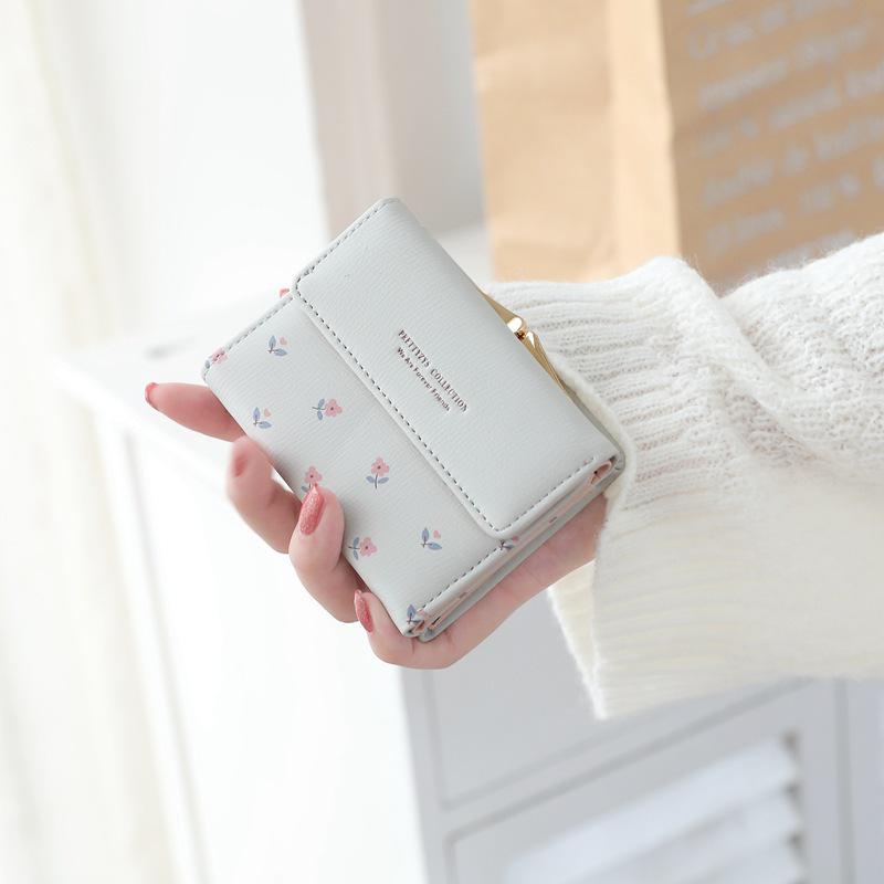 Pureti Small Fresh Korean Style Multi-Functional Cute Short Wallet for Women and Students