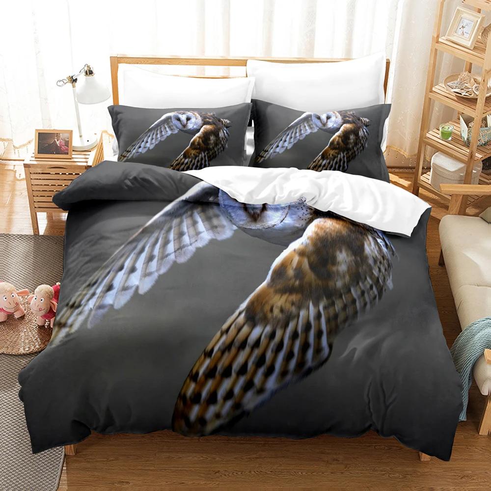 Comforter 3D Bedding Set For Kids Owl Eagle Birdtwin Full Queen King Winter Bedclothes Home Textile King Size