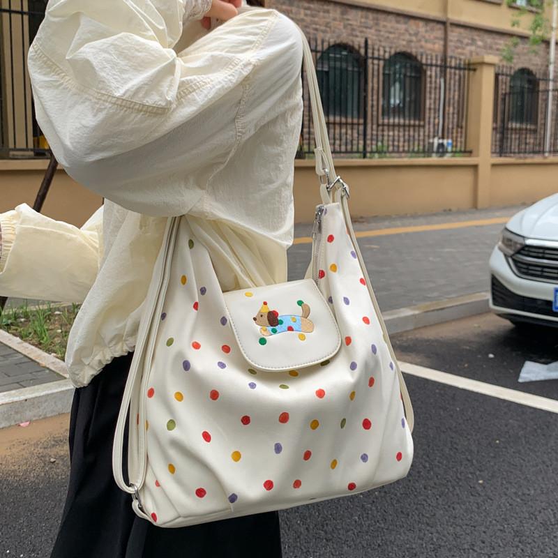 Pu Small Dog Shoulder Bag With Colorful Polka Dots For Daily Use And Casual Outings