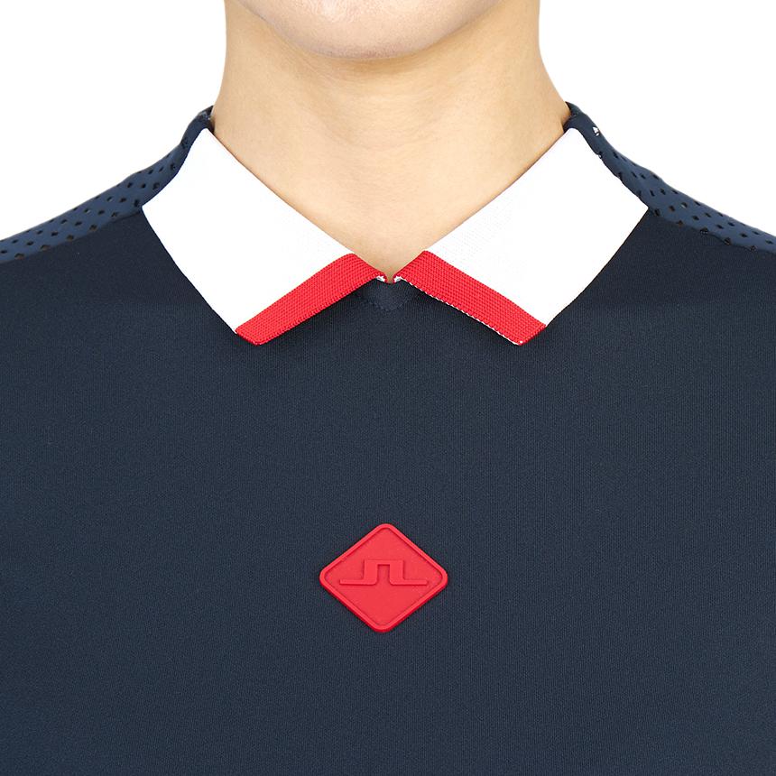 J.LINDEBERG Solid Color Fitted Polo Shirt Women Tops Blue GWJT06441-6855