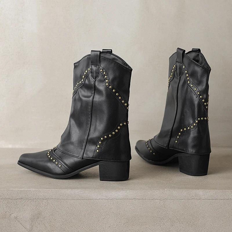 Fashion 2024Autumn/Winterside Zipper Over Knee Boots High Heel Round Head Abrasive Leather Thick Heel Large Size Zipper Thigh-high Boots