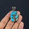 Tibetan Turquoise Pendant, 999 Copper Wire Wrapped Gemstone Jewelry, Handmade Pendant, For Thanksgiving