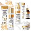 Kollagen Hautpflege-Set, Anti-Aging Hautpflege-Set für das Gesicht, Poren verfeinern, Haut mit Feuchtigkeit versorgen & straffen, 6-teiliges Hautpflege-Set mit Reinigungsmittel, Toner, Lotion, Serum,