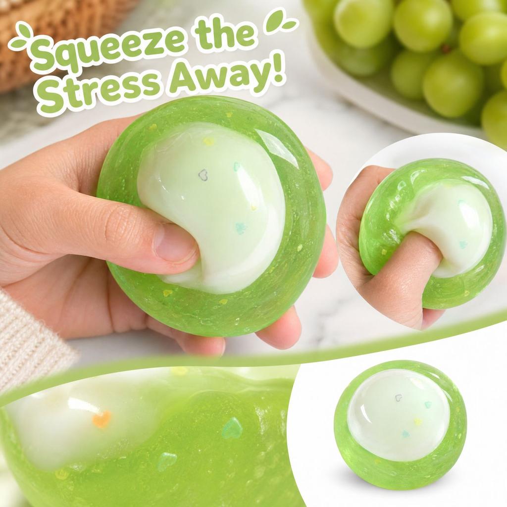 Green Grape Crunchy Stress Toy - Non-Rebounding for Adults and Kids