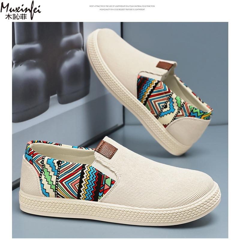 Men's Summer Shoes Breathable Canvas Casual Sneakers Men's Single Shoes Ethnic Style Trendy Men's Cloth Shoes Sale