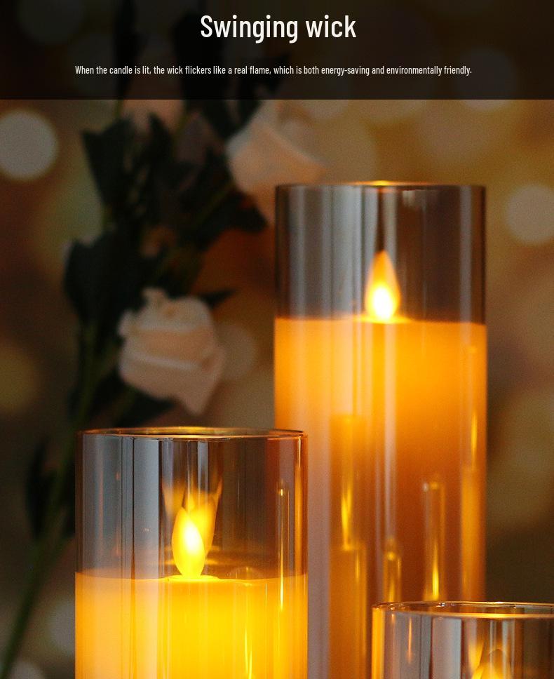LED Simulated Swinging Glass Candle Holder for Christmas, Birthday Parties, Weddings, and Decor Atmosphere.