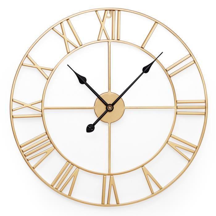 Yorbay Horloge Murale Ronde Pendule Vintage Métal - Ø 60 cm
