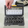 14Pcs Drive Socket Set with Case Impact Bolt & Nut Remover Nut And Bolt Extractor for Household&Automotive Repairing