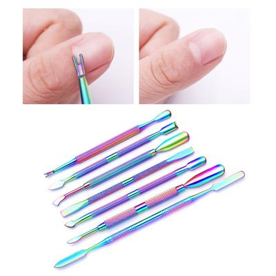 Pusher per Nail Art a Doppia Testa Rimuovi Pelle Morta Strumento per Manicure Rimuovi Smalto Gel Cuticola in Acciaio Inossidabile
