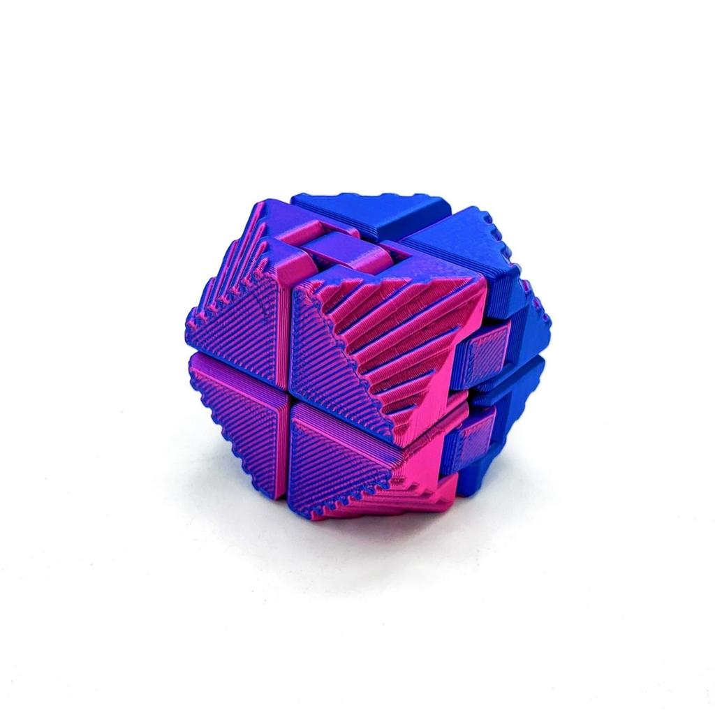 3D Printed Gradient Multi-Faceted Stress Relief Puzzle Cube with Textured Surfaces and Interlocking Parts for Sensory and Focus Enhancement