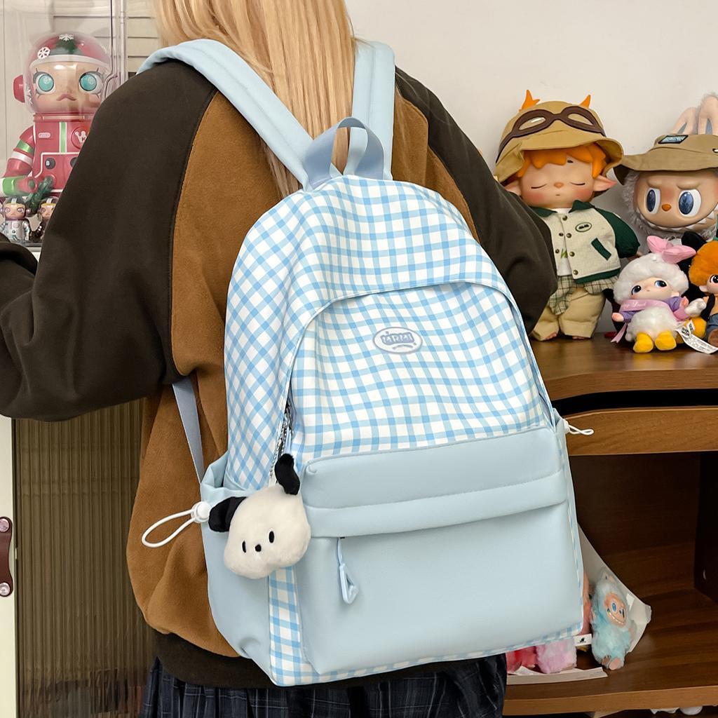 Schoolbag School Bag High School Student Cute Travel Girl Plaid Niche College Large Capacity College Student Backpack Male Backpack