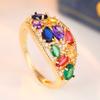Exquisite Inlaid Multicolored CZ Women's Ring Trendy Gold Color Geometry Daily Wear Party Jewelry Anniversary Gift