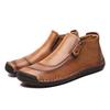 Mens Casual Leather High-Top Loafers With Soft Rubber Sole Slip-On Comfort Shoes Daily Wear