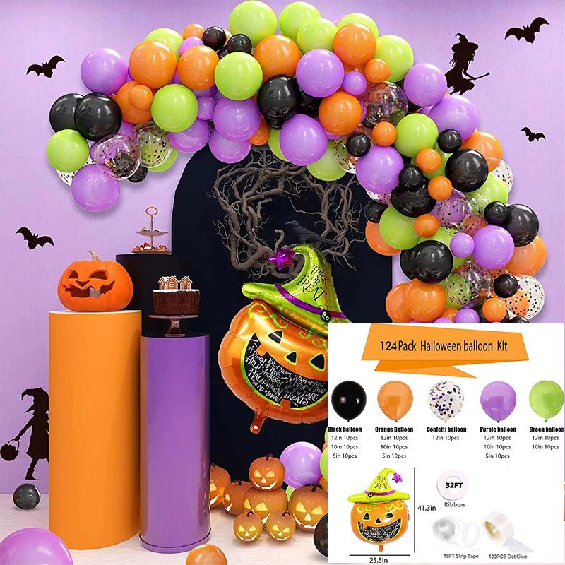 Halloween Balloon Chain Arch Set Ghost Festival Bat Sticker Party Balloon Decoration Yard Balloon