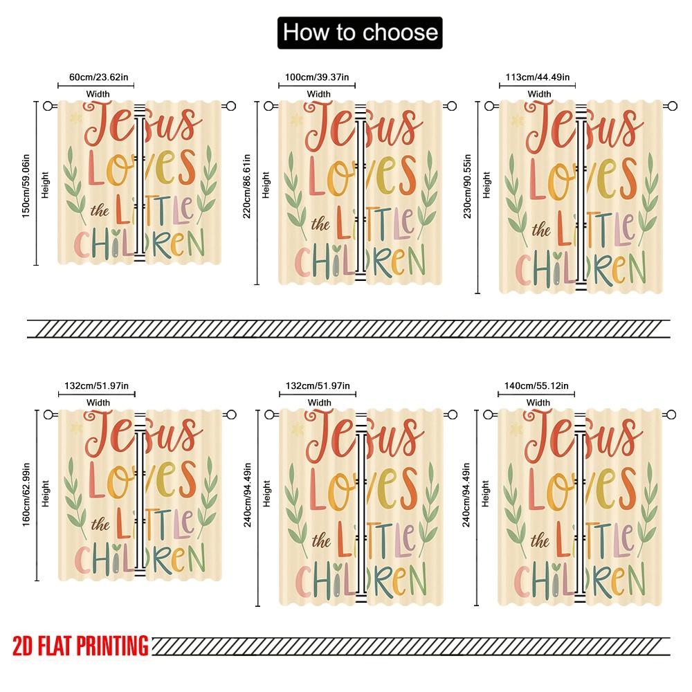 2pcs,2D plane printing Curtains Digital Printed Colorful Faith Message Polyester Easy Install (without rod) Decorations For Home