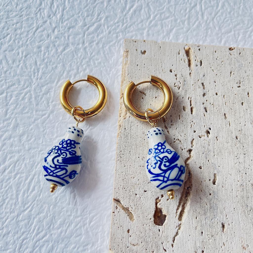 New Chinese Style Ceramic Multi-style Earrings Classic Fashion Party Accessories Designed for Women Exquisite Earrings