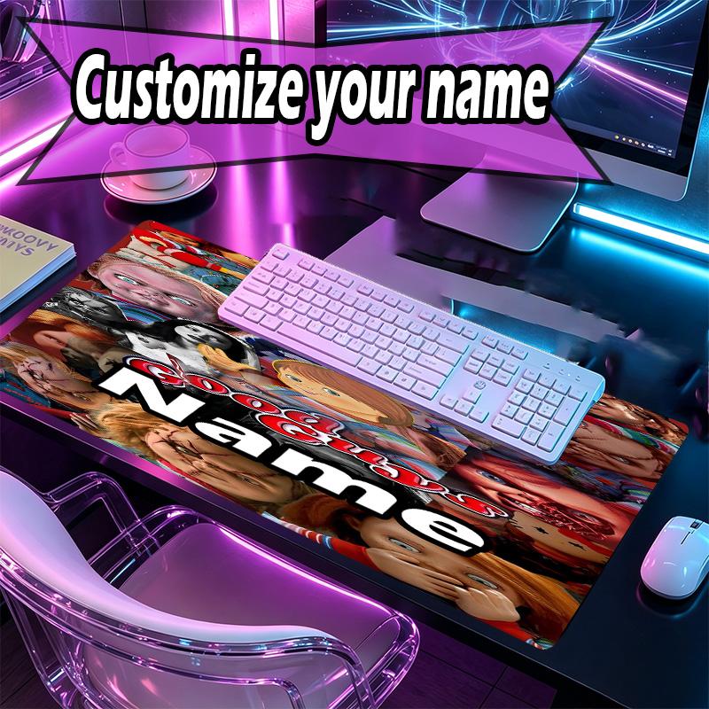 Custom Name Personalized Bride of Chucky Pattern Mousepad, Laptop PC Desk Mat, Decorative Desk Mat for Home Keyboard Pad Gift