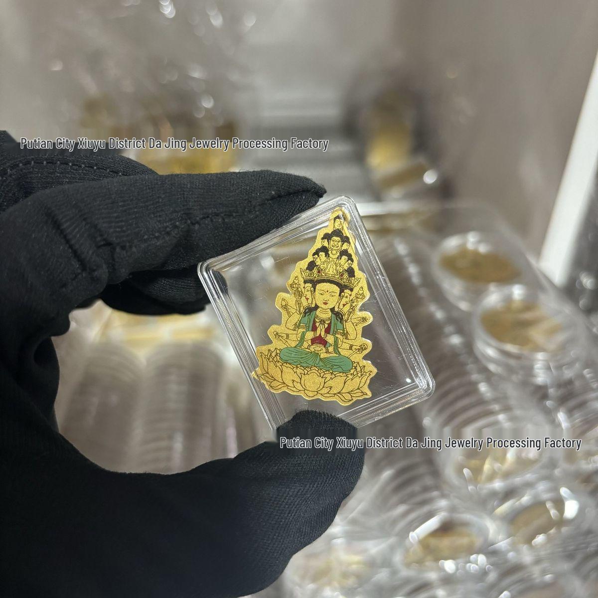 999 Pure Gold Mobile Phone Sticker: Eight Deities, Zodiac Animals & Birth Year Buddha Pendant