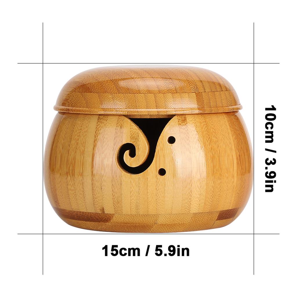 Wooden Yarn Storage Bowl Environmentally Friendly for Household Circular with Lid Crafted Box