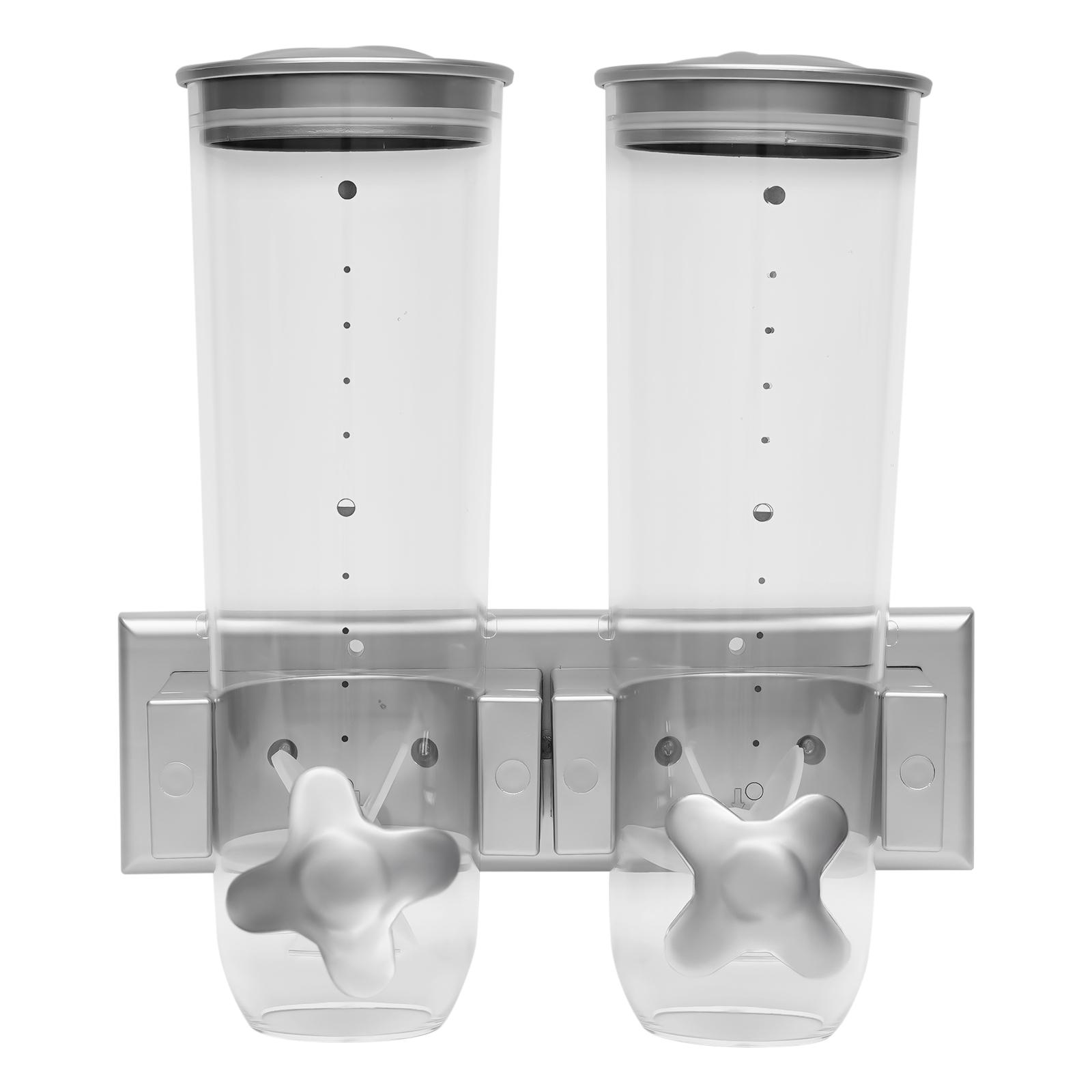 

101OZ 2-Bucket Wall-mounted Food Dispenser ABS Plastic Silver Portion Control Easy Clean Airtight for Kitchen Home серебряный