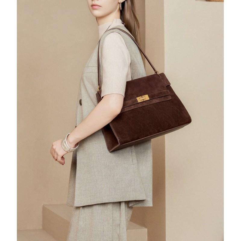 New Mailard Shoulder Bag Retro Commuting Tote Flip Leather Light Luxury Underarm High-quality Women