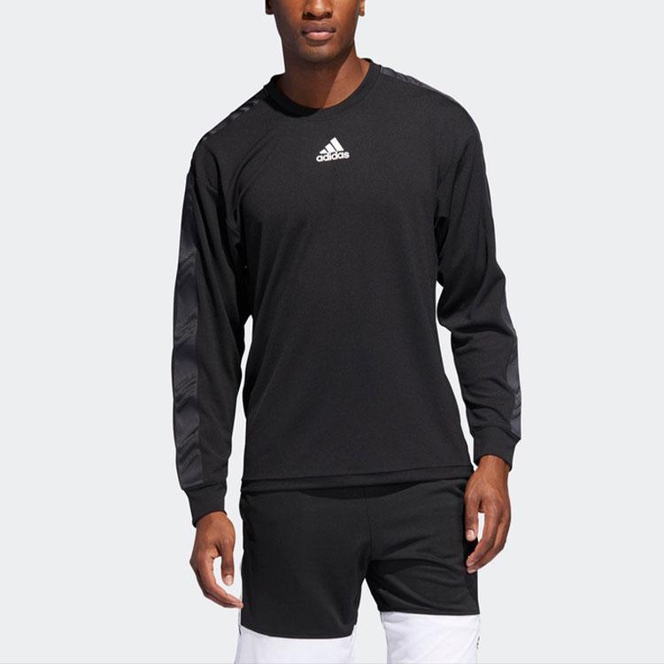 adidas Printed Logo Crewneck Long Sleeve T-Shirt Men Tops Black DU1037