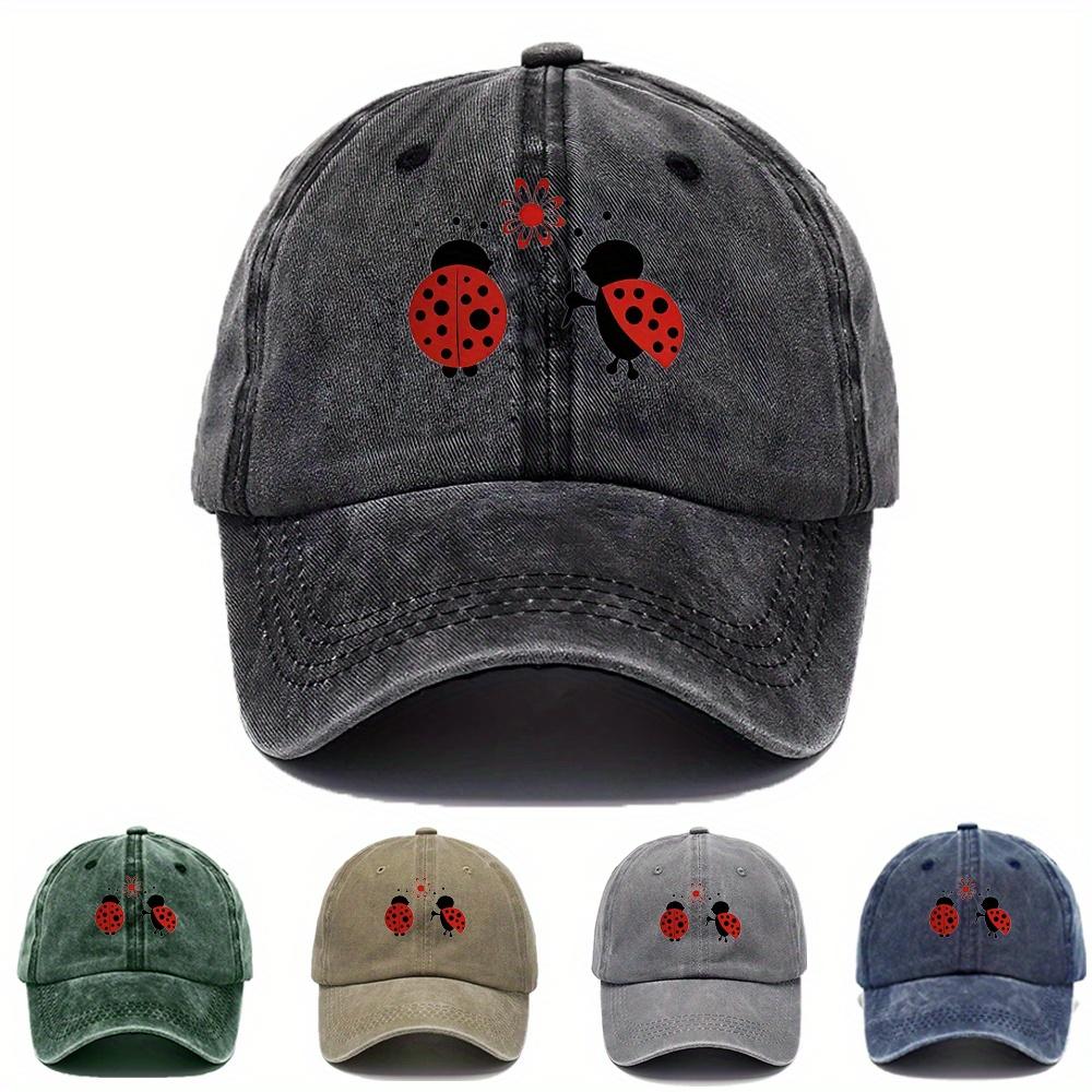 Pc Vintage Cartoon Ladybug Print Baseball Cap Lightweight Adjustable Mixed Colors Hat for Daily Wear Gifts FatherS Day Mo