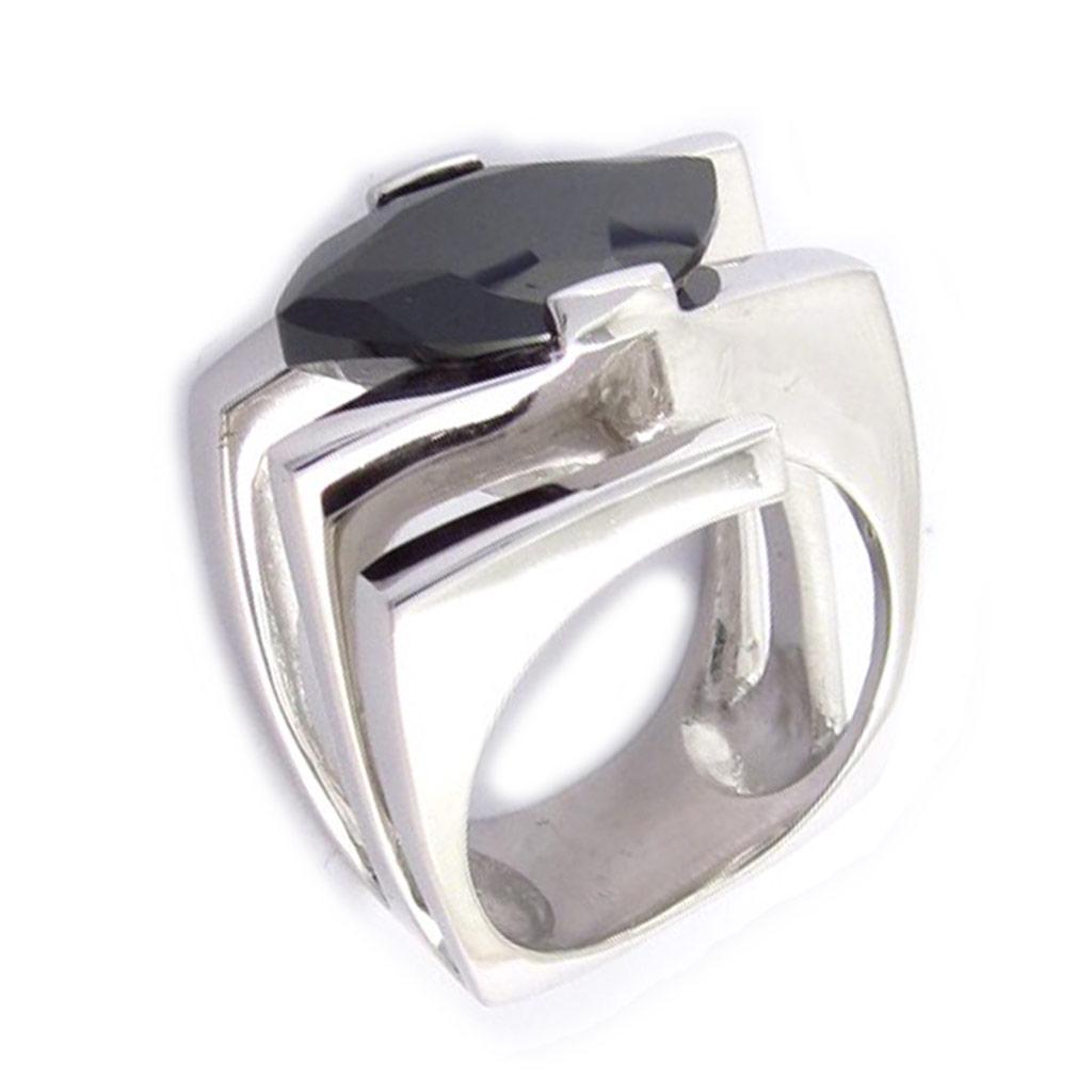 Black White 'Chloé' Silver Ring