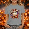 Kids Halloween Printed Short Sleeve T-Shirt Loose Fit Round Neck Casual Tee