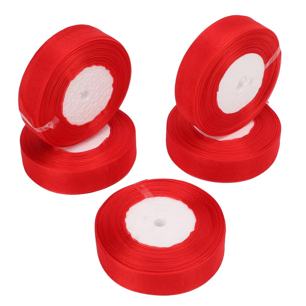 5 Rolls 245 Yards Total Gift Glitter Ribbon 2.5cm Width Polyester Metallic Glitter Ribbon Gift Ribbo