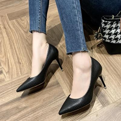 Fashion Black High Heels Women's Stiletto Pumps 2024 Spring and Autumn Fragrance French Girl Sexy Professional Pointed Toes Shoes Women