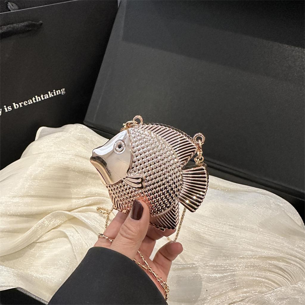 Glamorous Fish Shaped Clutch Purse for Women - Sparkly PVC Evening Bag with Detachable Strap, Mini Party Clutch for Banquet