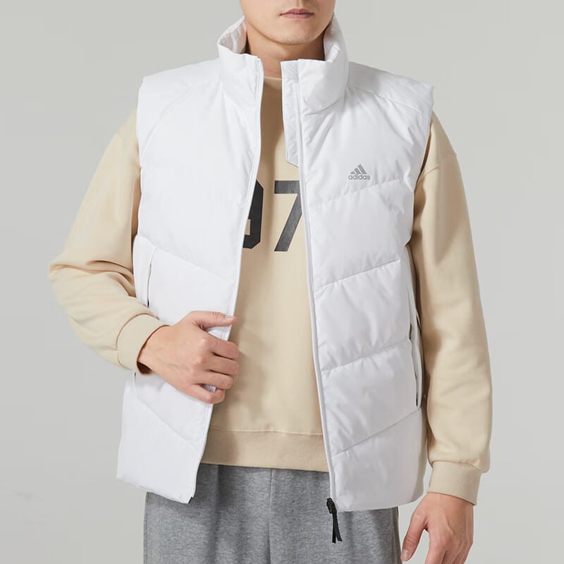 Adidas Down Vests Men's White Stand Collar Moderate Other IS0369
