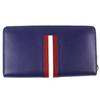Excellent BALLY SALEN.S Metal Logo Bally Stripe Zip Around Leather Long Wallet Used