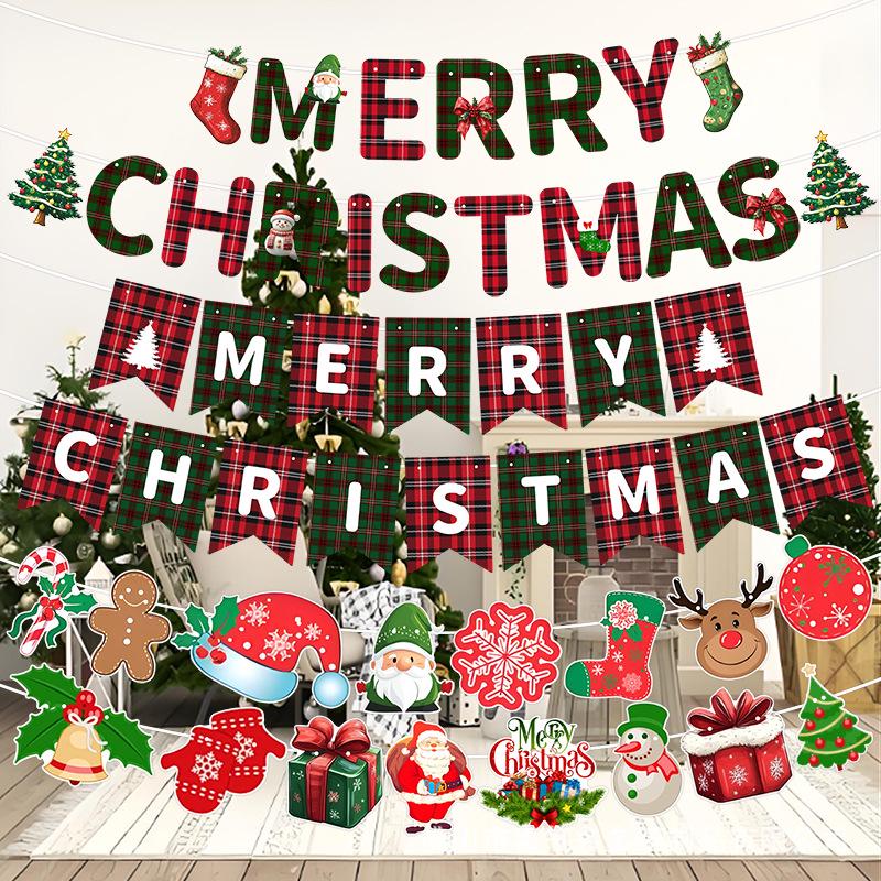 Christmas Banner: MERRY CHRISTMAS Hanging Decoration Flag